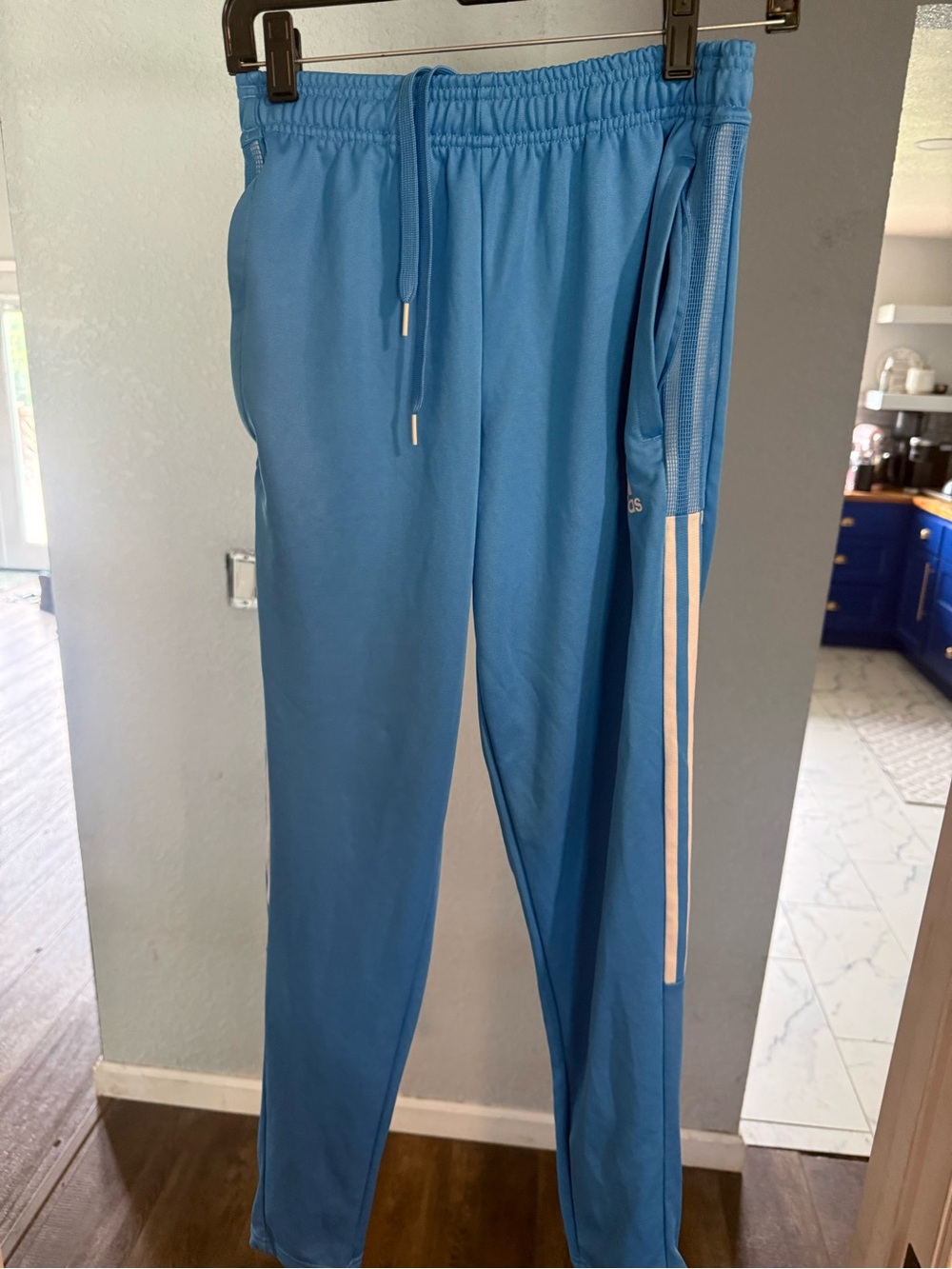 adidas Sky Blue Athletic Shorts with Elastic Waist